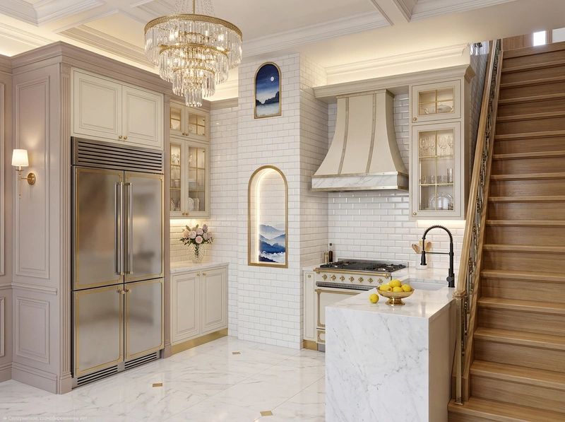 Дизайн кухни в стиле Неоклассика — фото интерьера от нейросети RoomGPT