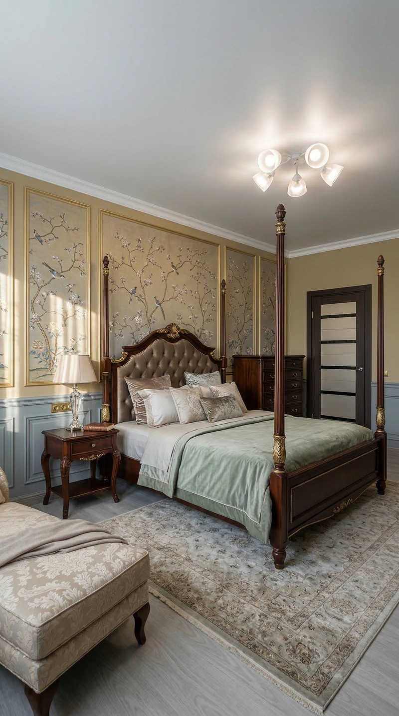Дизайн спальни в стиле Классика — фото интерьера от нейросети RoomGPT