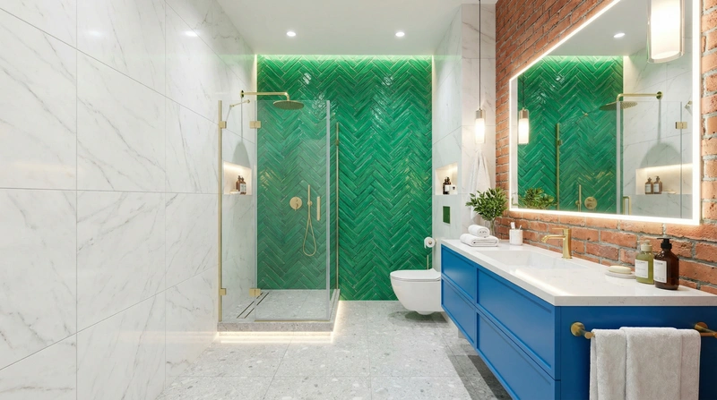 Дизайн интерьера в стиле Контемпорари — Ванная от нейросети RoomGPT