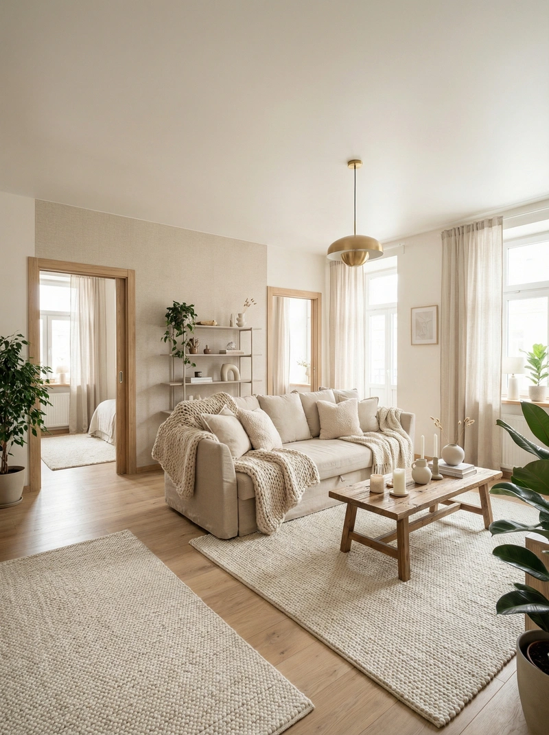 Дизайн интерьера в стиле Хюгге — Гостиная от нейросети RoomGPT