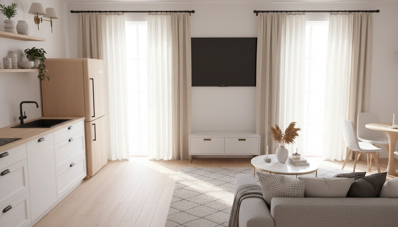 Дизайн интерьера в стиле Сканди — Гостиная от нейросети RoomGPT