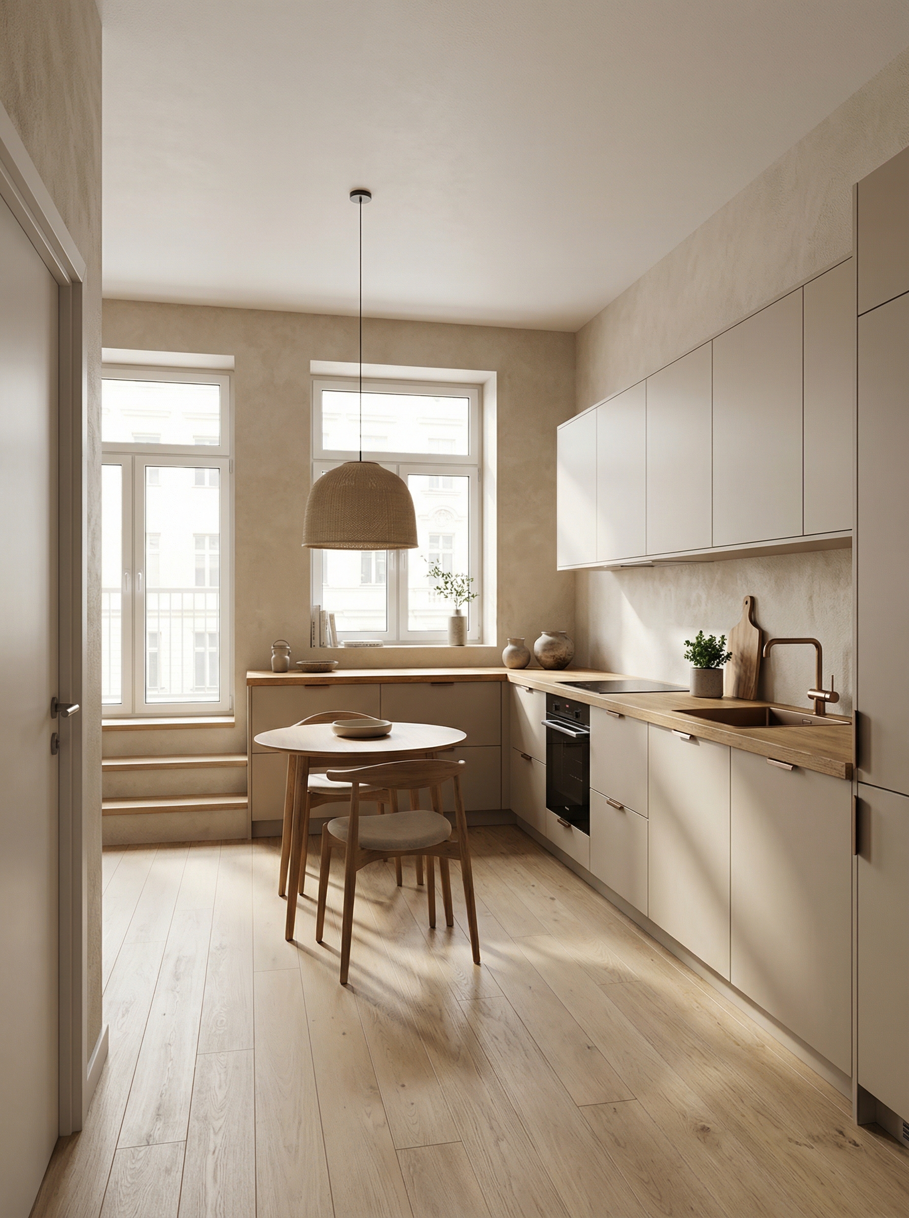 Дизайн кухни в стиле Japandi — фото интерьера от нейросети RoomGPT