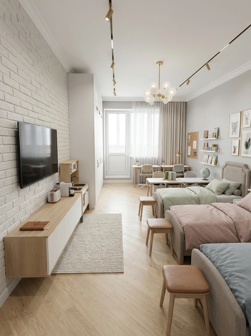 Дизайн детской в стиле Сканди — фото интерьера от нейросети RoomGPT