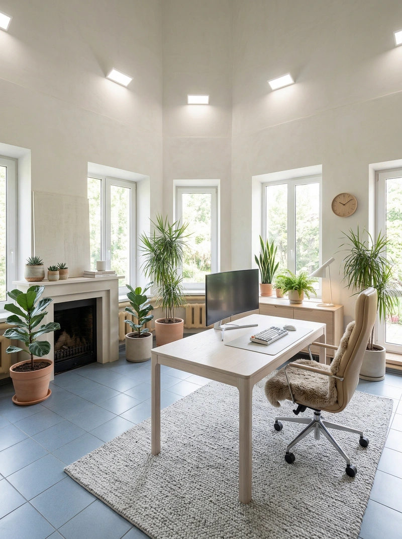 Дизайн интерьера в стиле Хюгге — Кабинет от нейросети RoomGPT