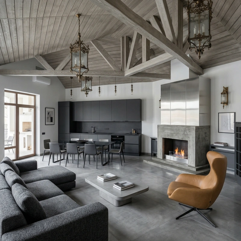 Дизайн гостиной в стиле Контемпорари — фото интерьера от нейросети RoomGPT