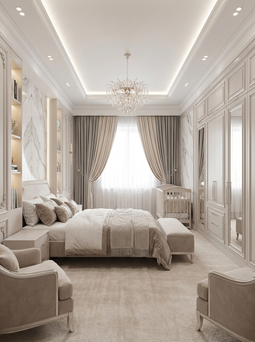 Дизайн спальни в стиле Классика — фото интерьера от нейросети RoomGPT