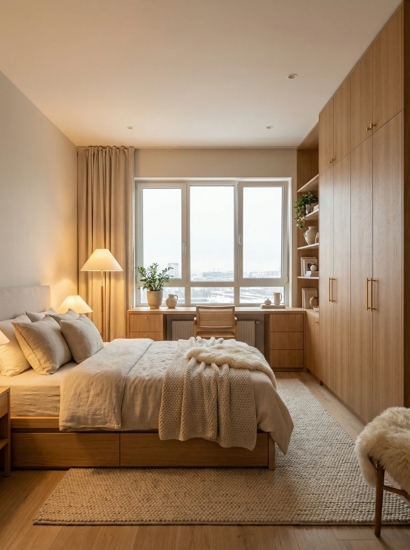 Дизайн интерьера в стиле Хюгге — Спальня от нейросети RoomGPT