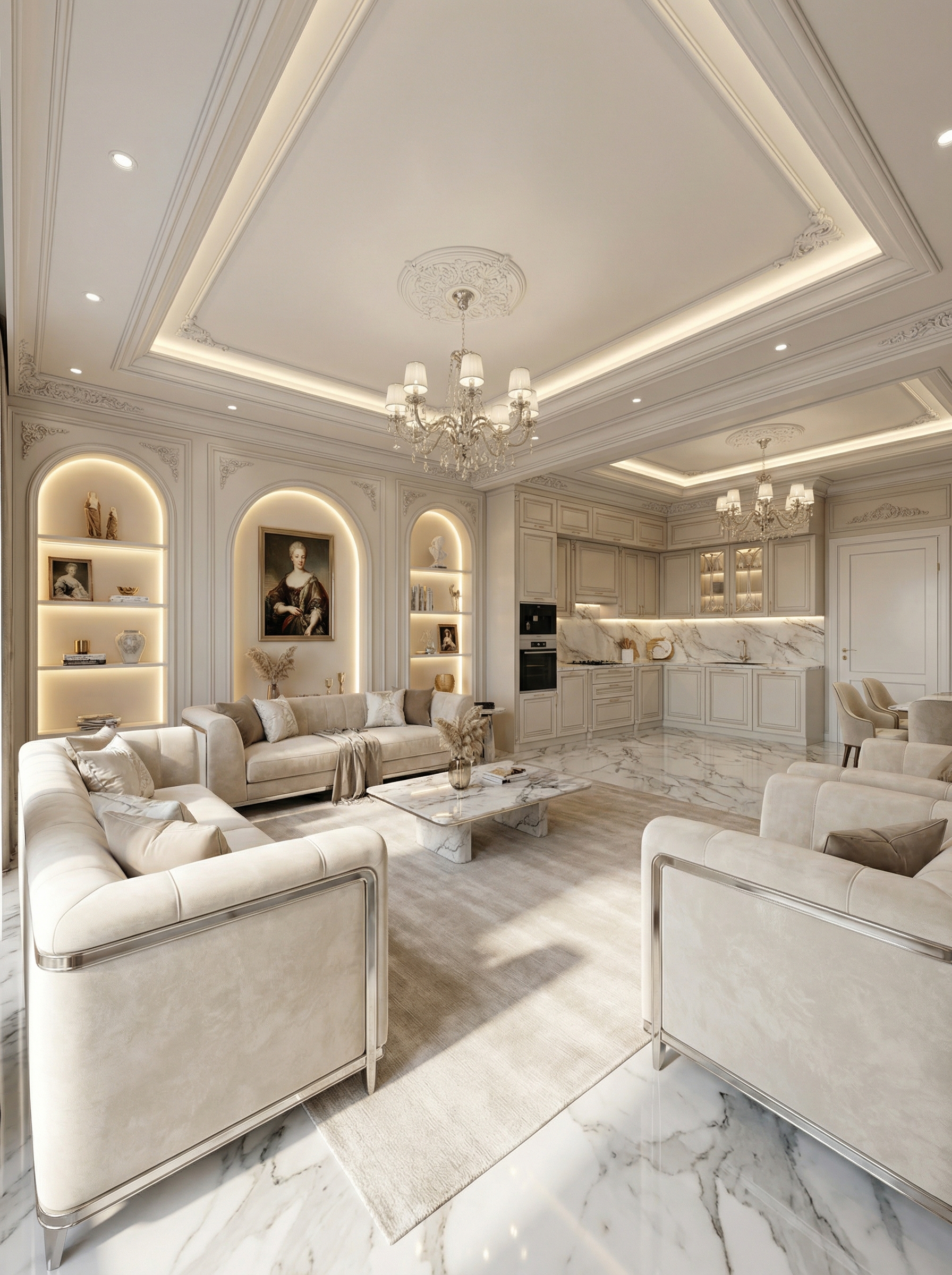 Дизайн гостиной в стиле Классика — фото интерьера от нейросети RoomGPT