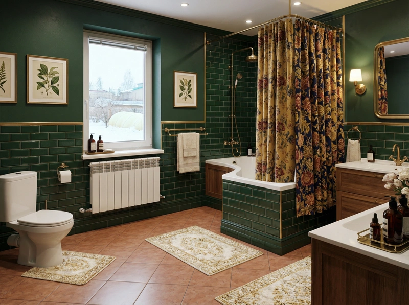 Дизайн ванной в стиле Британский — фото интерьера от нейросети RoomGPT