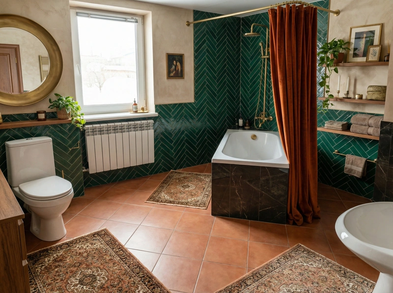 Дизайн интерьера в стиле Эклектика — Ванная от нейросети RoomGPT