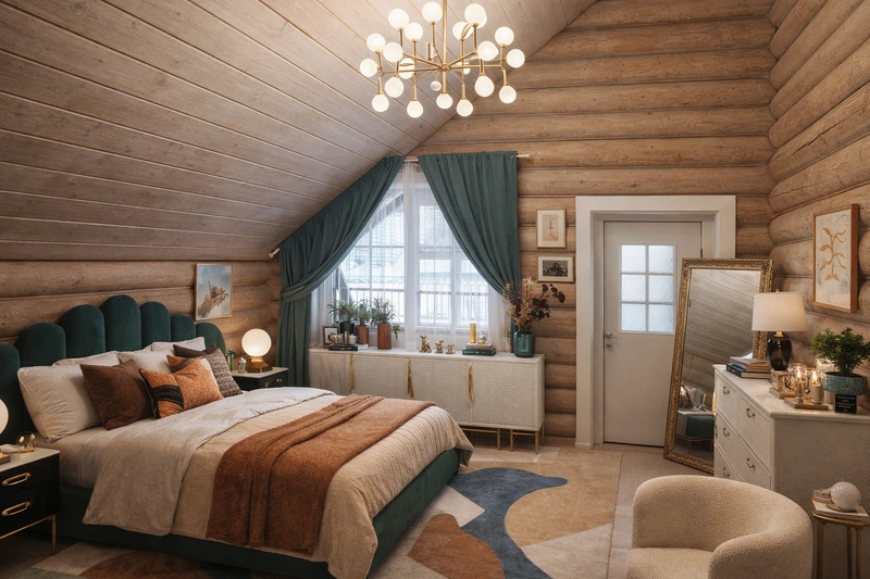 Дизайн интерьера в стиле Эклектика — Спальня от нейросети RoomGPT