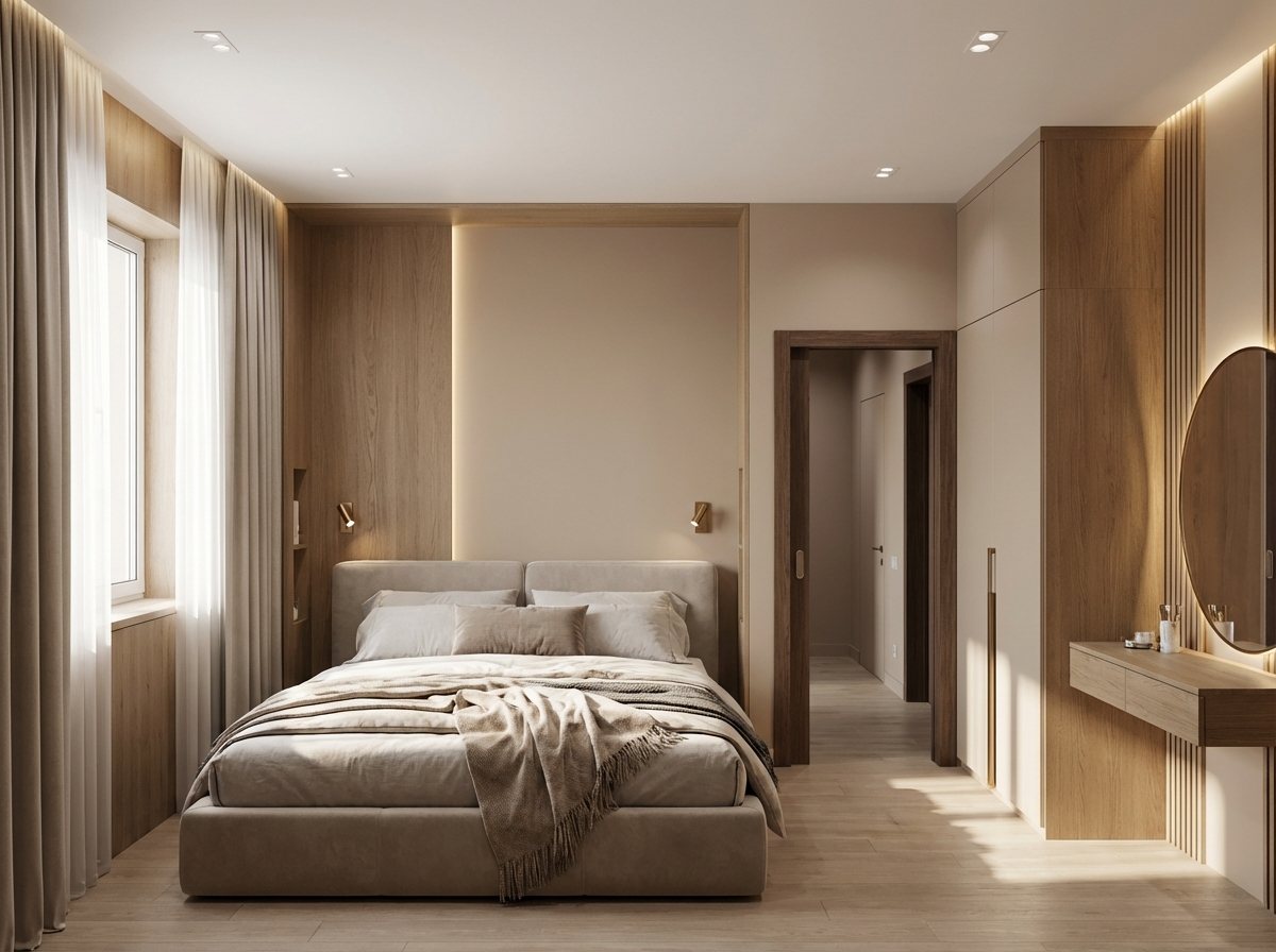 Дизайн спальни в стиле Минимализм — фото интерьера от нейросети RoomGPT