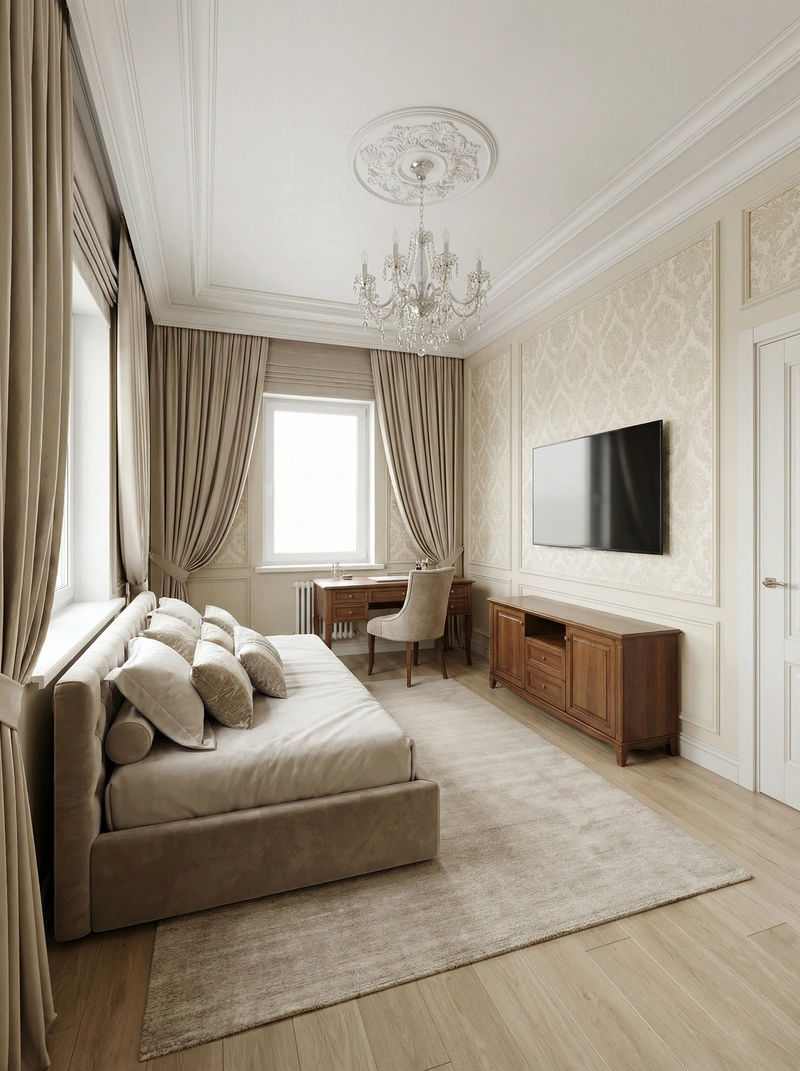 Дизайн интерьера в стиле Классика — Спальня от нейросети RoomGPT