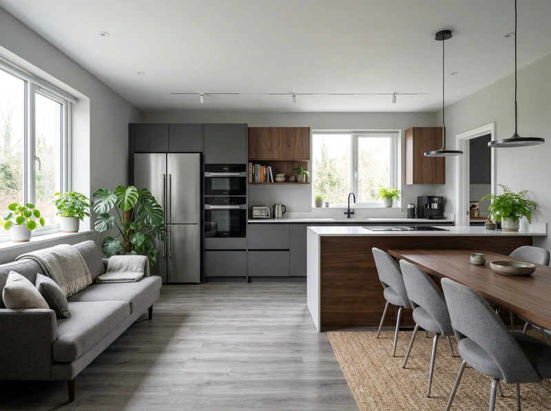 Дизайн кухни в стиле Контемпорари — фото интерьера от нейросети RoomGPT