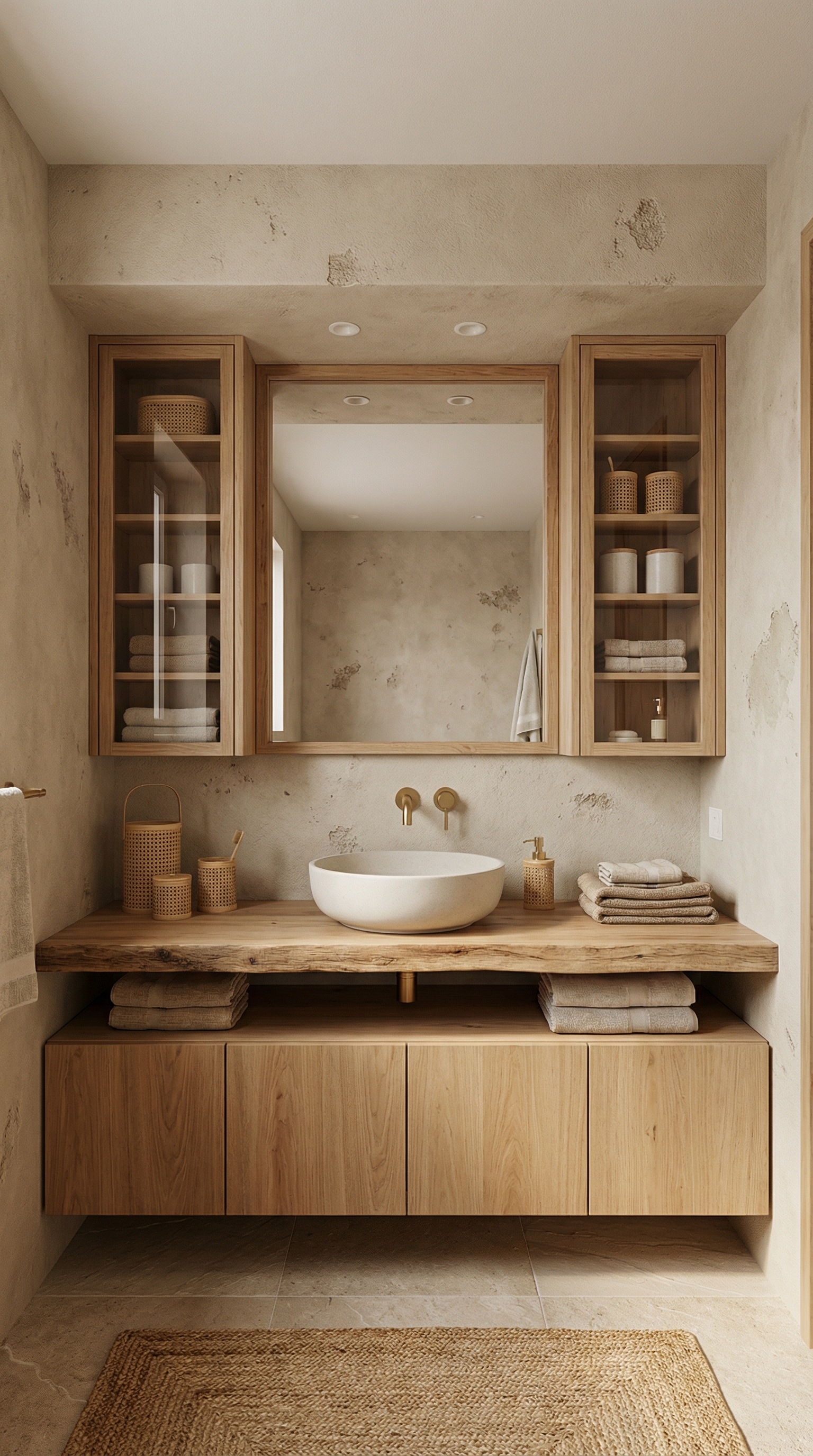 Дизайн ванной в стиле Japandi — фото интерьера от нейросети RoomGPT