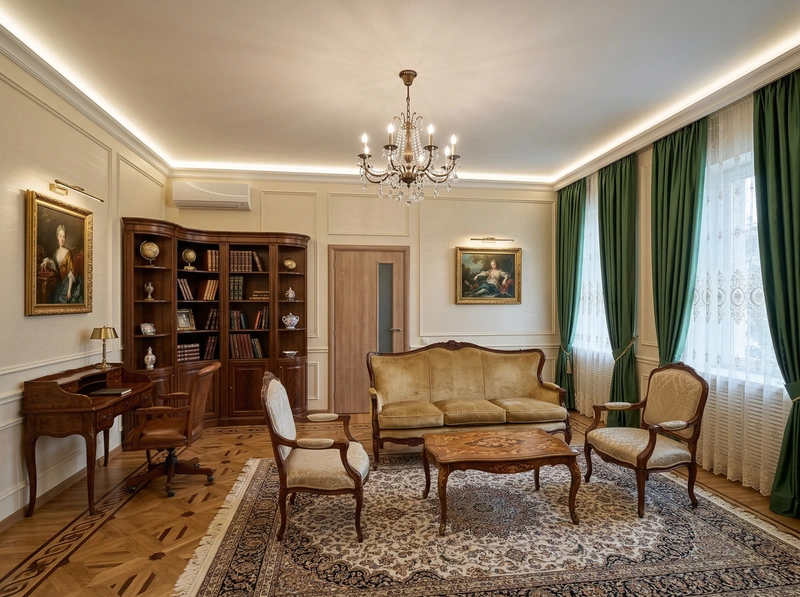 Дизайн интерьера в стиле Классика — Гостиная от нейросети RoomGPT