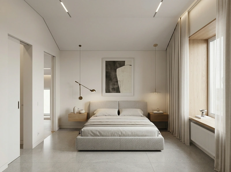 Дизайн спальни в стиле Минимализм — фото интерьера от нейросети RoomGPT