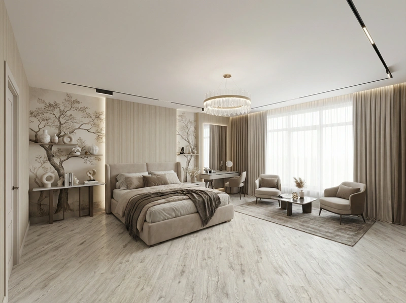 Дизайн интерьера в стиле Контемпорари — Спальня от нейросети RoomGPT