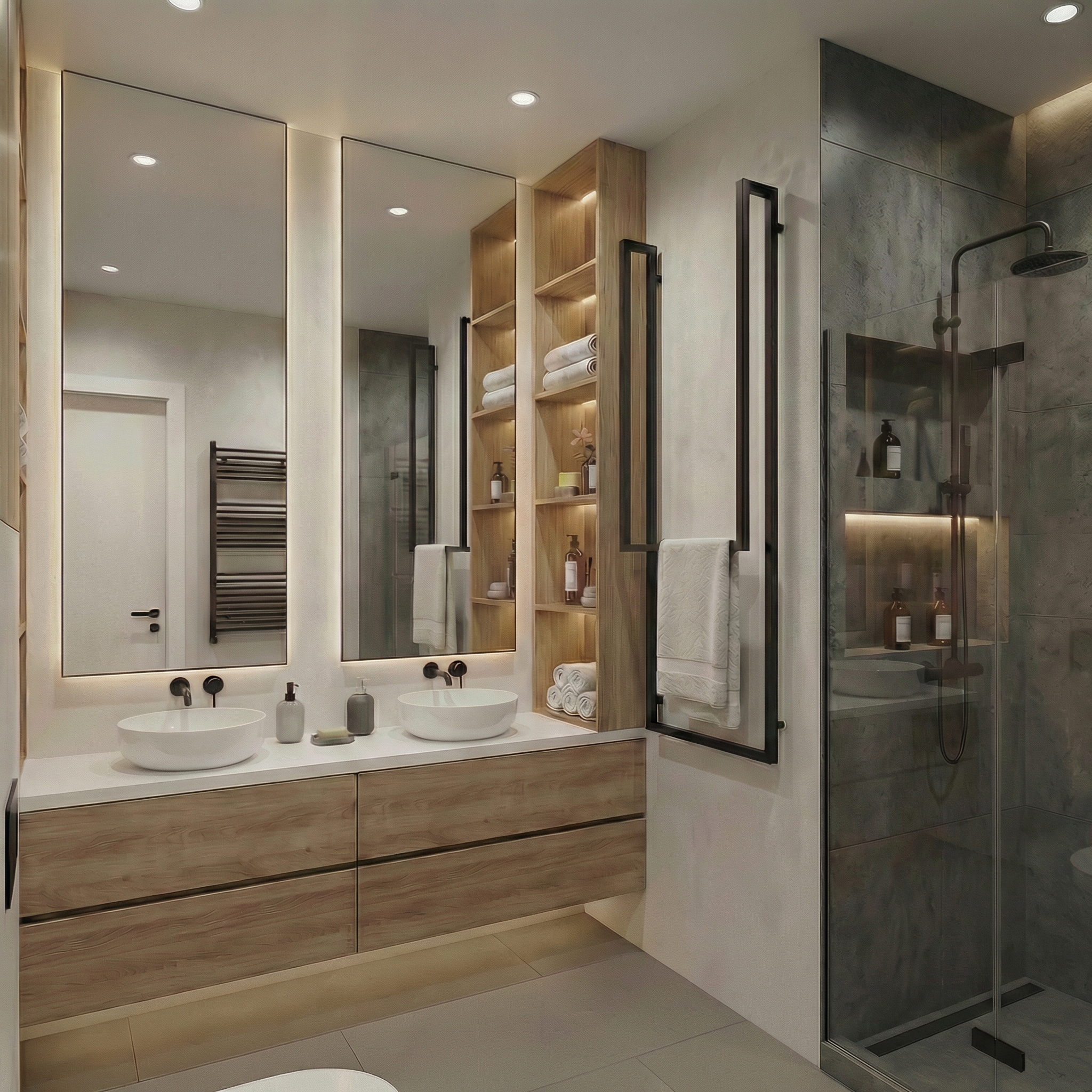 Дизайн ванной в стиле Контемпорари — фото интерьера от нейросети RoomGPT