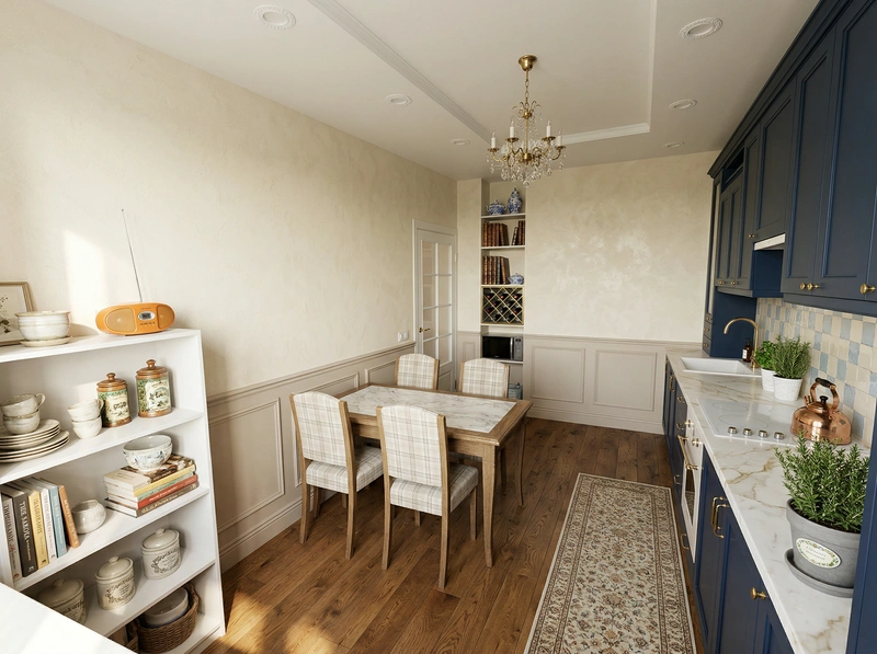 Дизайн интерьера в стиле Классика — Кухня от нейросети RoomGPT