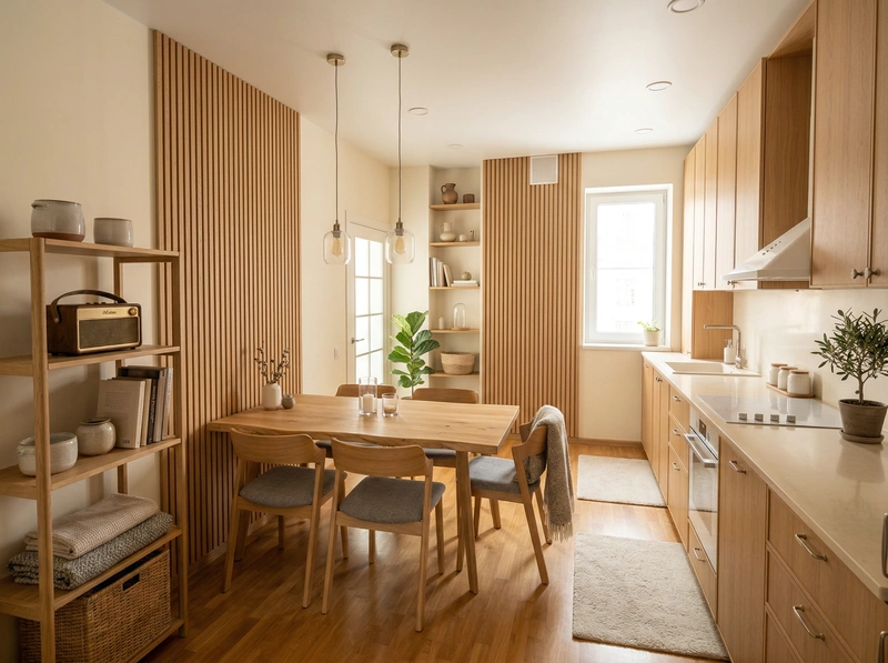 Дизайн интерьера в стиле Хюгге — Кухня от нейросети RoomGPT