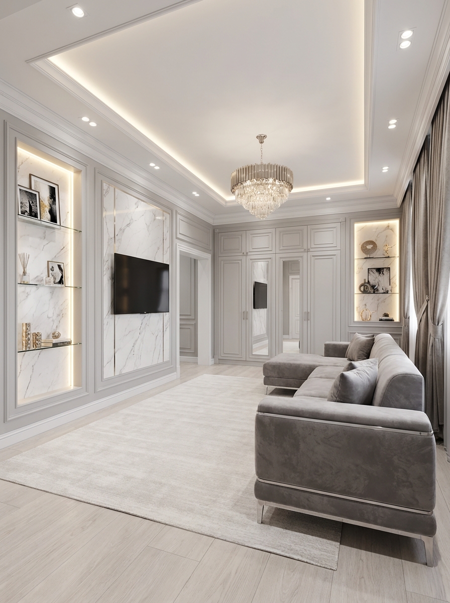 Дизайн гостиной в стиле Классика — фото интерьера от нейросети RoomGPT