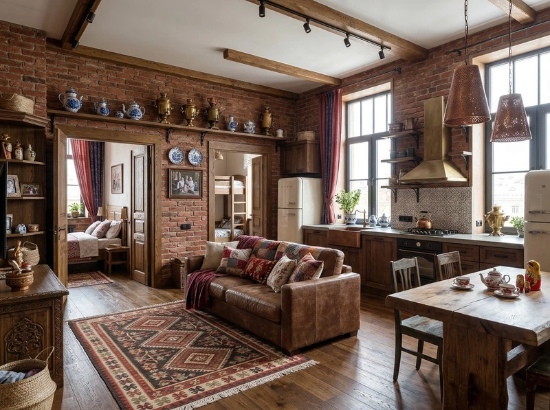 Дизайн кухни в стиле Лофт — фото интерьера от нейросети RoomGPT