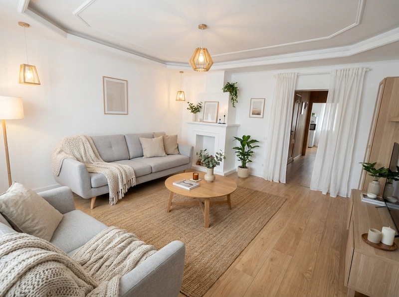 Дизайн интерьера в стиле Хюгге — Гостиная от нейросети RoomGPT