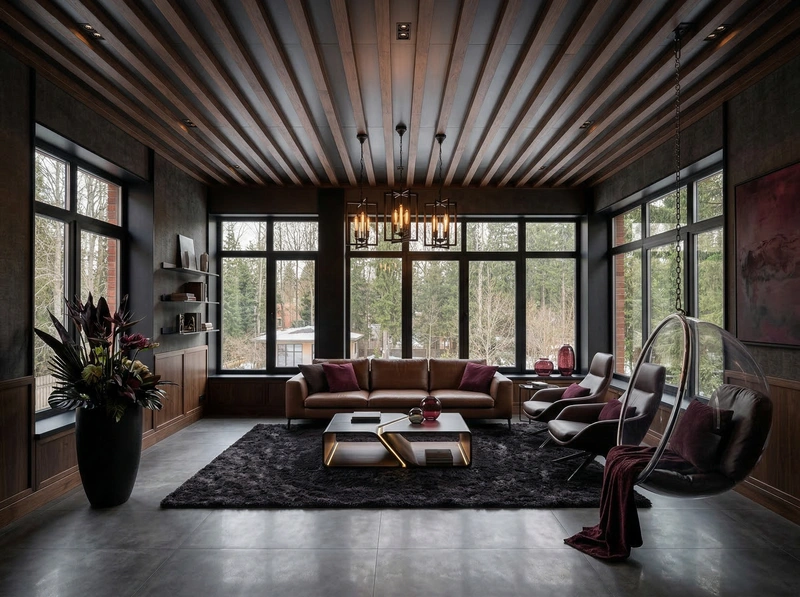 Дизайн гостиной в стиле Блэктэк — фото интерьера от нейросети RoomGPT