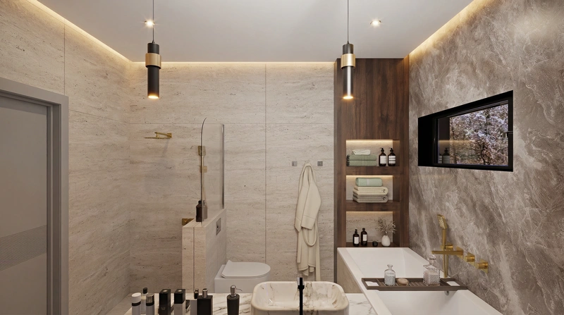 Дизайн интерьера в стиле Контемпорари — Ванная от нейросети RoomGPT