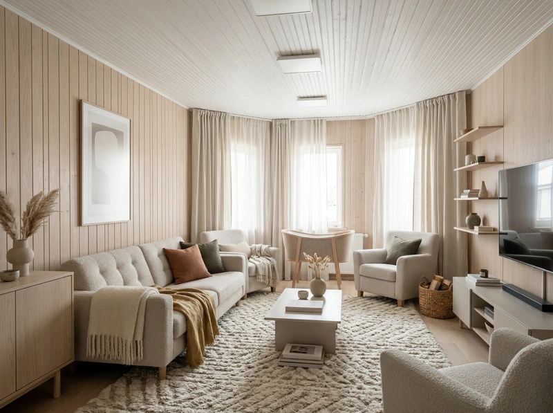 Дизайн интерьера в стиле Хюгге — Гостиная от нейросети RoomGPT