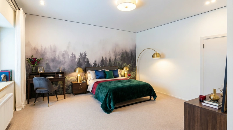 Дизайн спальни в стиле Британский — фото интерьера от нейросети RoomGPT