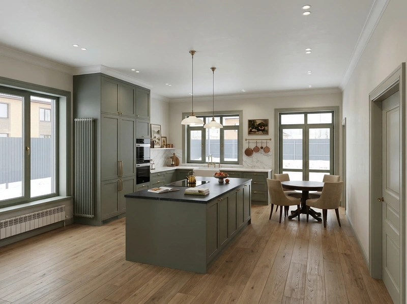 Дизайн кухни в стиле Классика — фото интерьера от нейросети RoomGPT