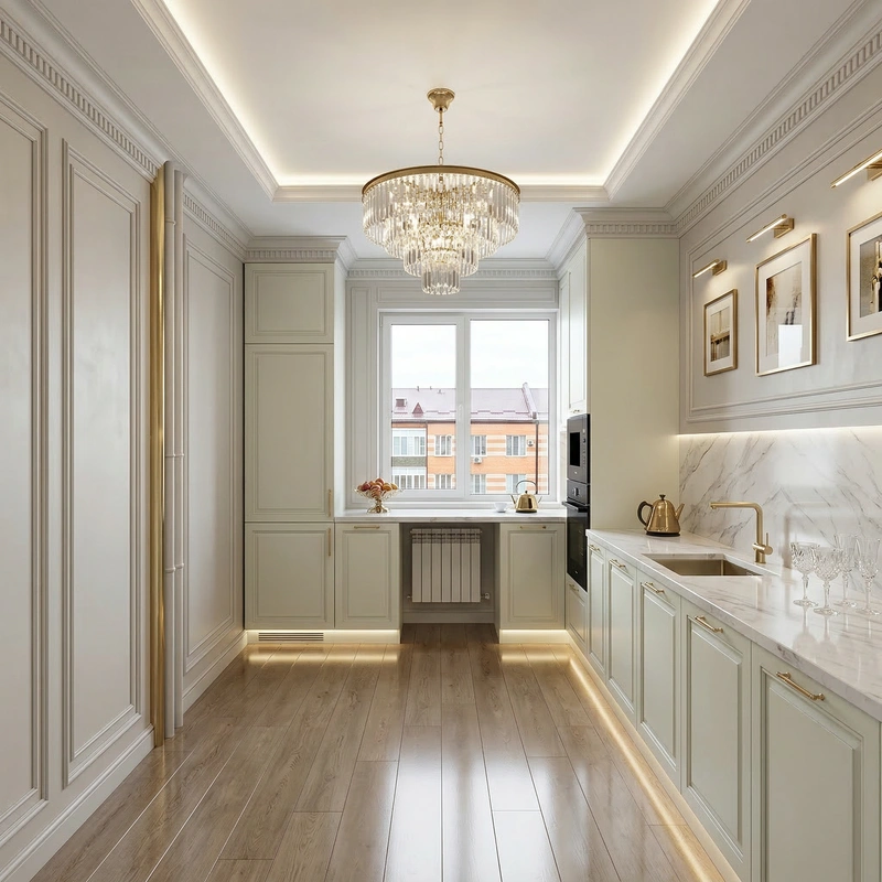 Дизайн кухни в стиле Неоклассика — фото интерьера от нейросети RoomGPT