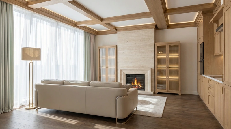 Дизайн интерьера в стиле Неоклассика — Гостиная от нейросети RoomGPT