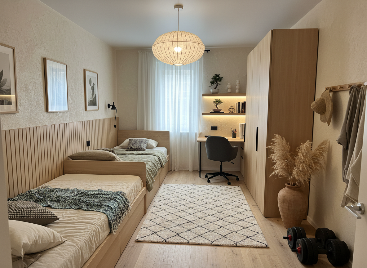 Дизайн детской в стиле Japandi — фото интерьера от нейросети RoomGPT