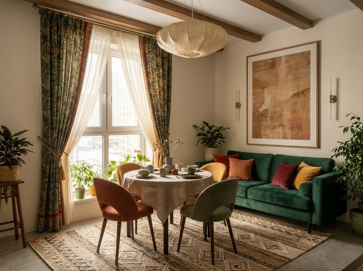 Дизайн гостиной в стиле Japandi — фото интерьера от нейросети RoomGPT