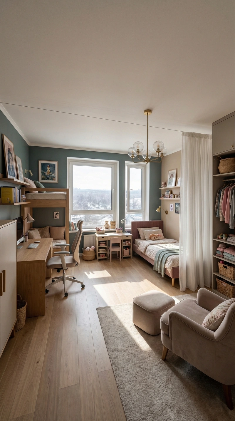 Дизайн детской в стиле Эклектика — фото интерьера от нейросети RoomGPT