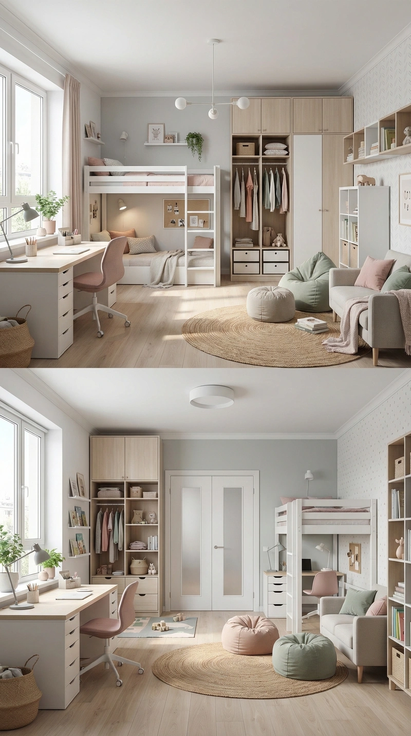 Дизайн детской в стиле Сканди — фото интерьера от нейросети RoomGPT