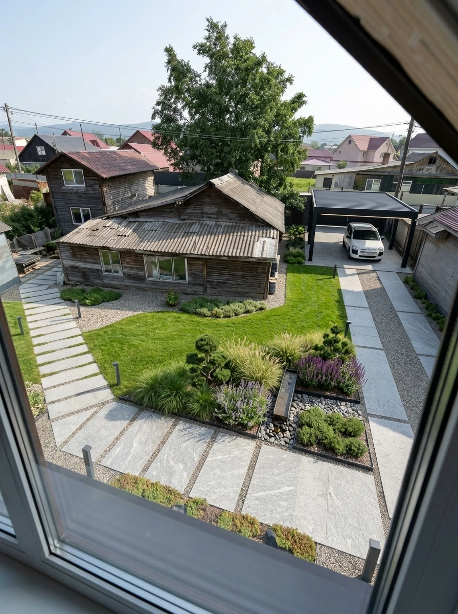 Ландшафтный дизайн в стиле Минимализм — Участок от нейросети RoomGPT