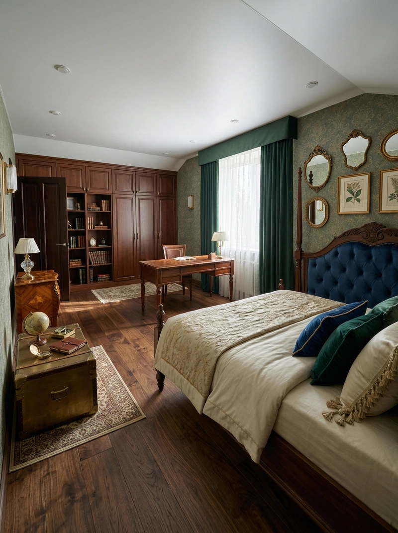 Дизайн спальни в стиле Классика — фото интерьера от нейросети RoomGPT