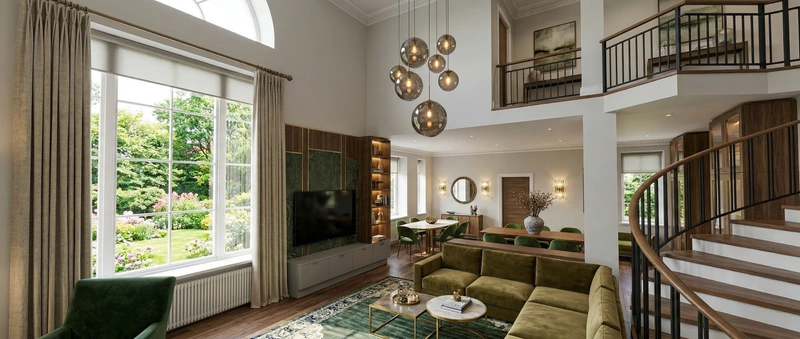 Дизайн гостиной в стиле Британский — фото интерьера от нейросети RoomGPT