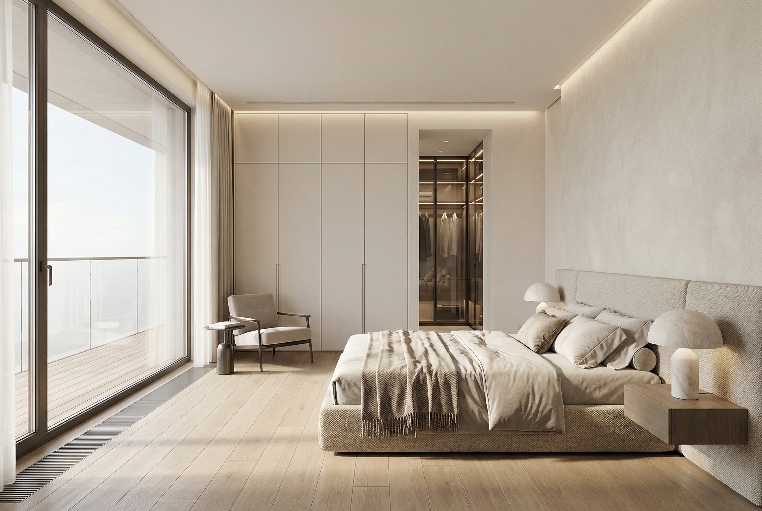 Дизайн спальни в стиле Минимализм — фото интерьера от нейросети RoomGPT