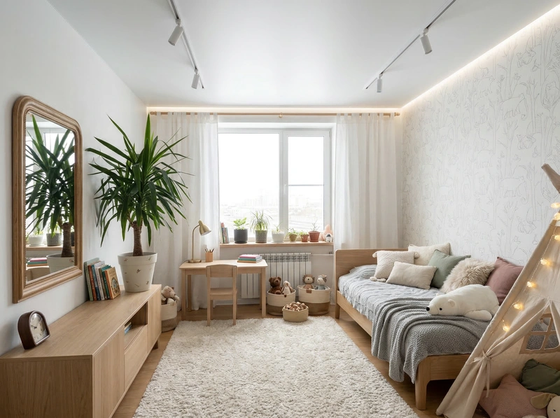 Дизайн интерьера в стиле Хюгге — Детская от нейросети RoomGPT