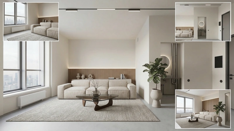 Дизайн интерьера в стиле Минимализм — Гостиная от нейросети RoomGPT