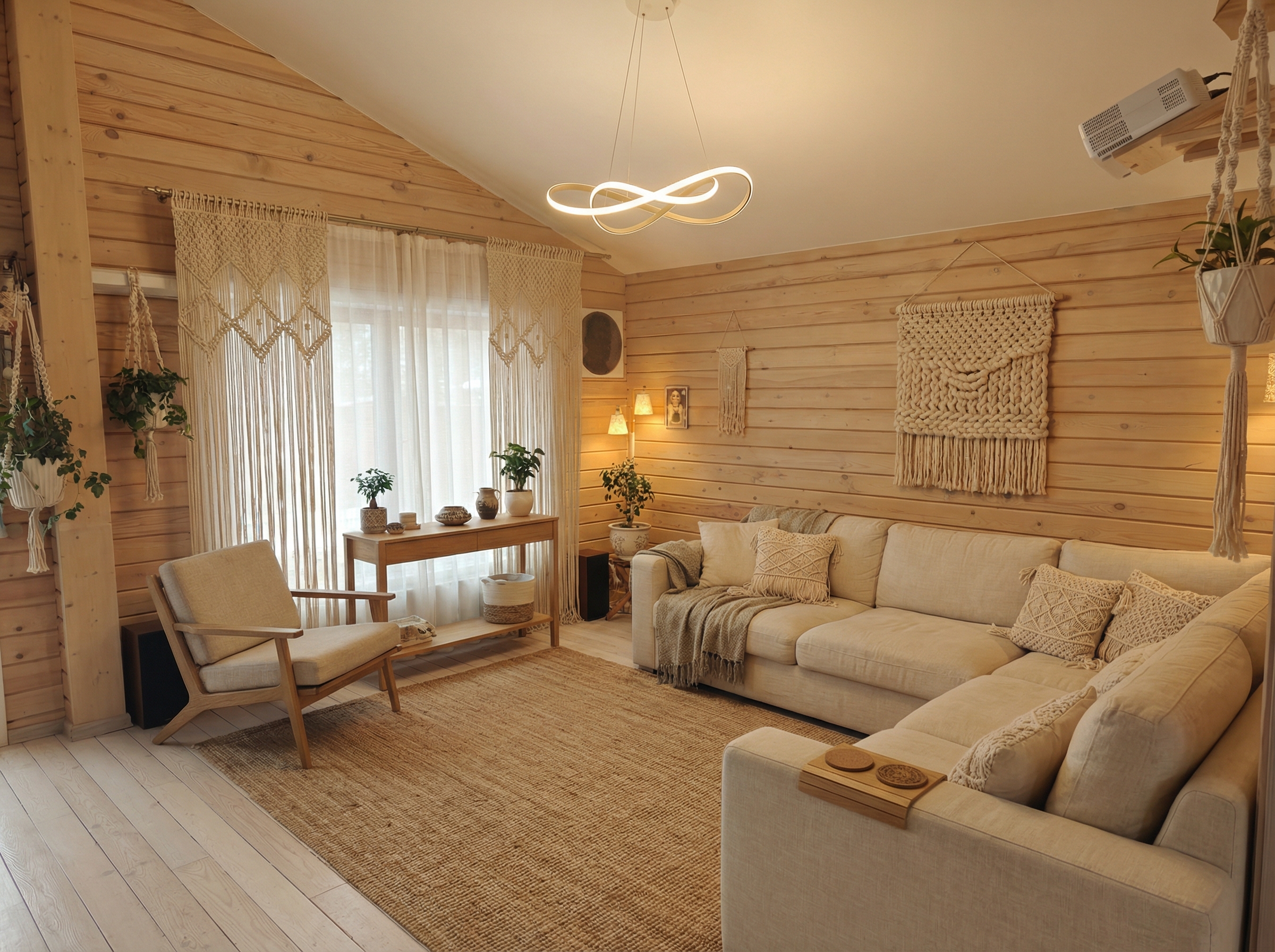 Дизайн гостиной в стиле Japandi — фото интерьера от нейросети RoomGPT