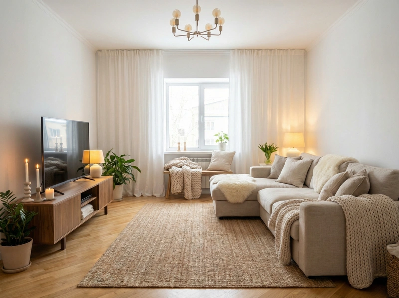 Дизайн интерьера в стиле Хюгге — Гостиная от нейросети RoomGPT