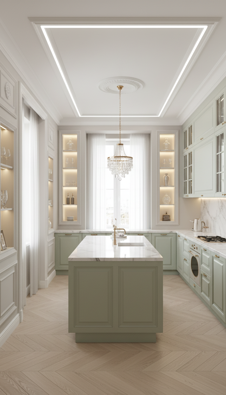 Дизайн кухни в стиле Классика — фото интерьера от нейросети RoomGPT