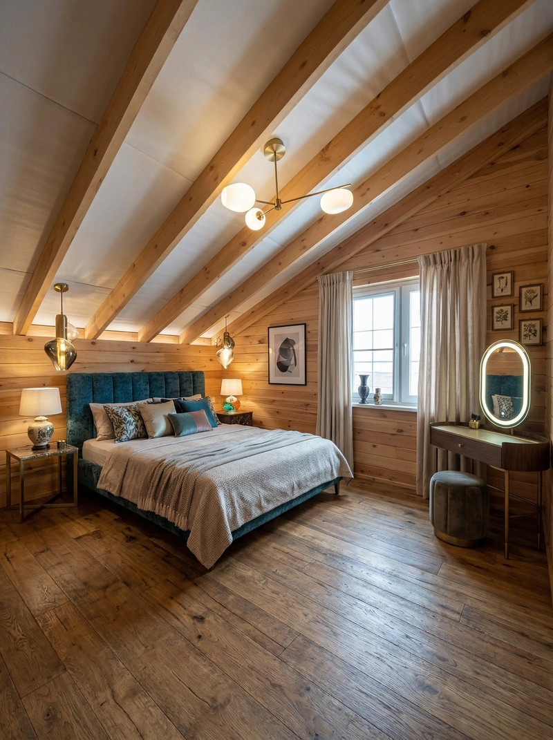 Дизайн спальни в стиле Эклектика — фото интерьера от нейросети RoomGPT