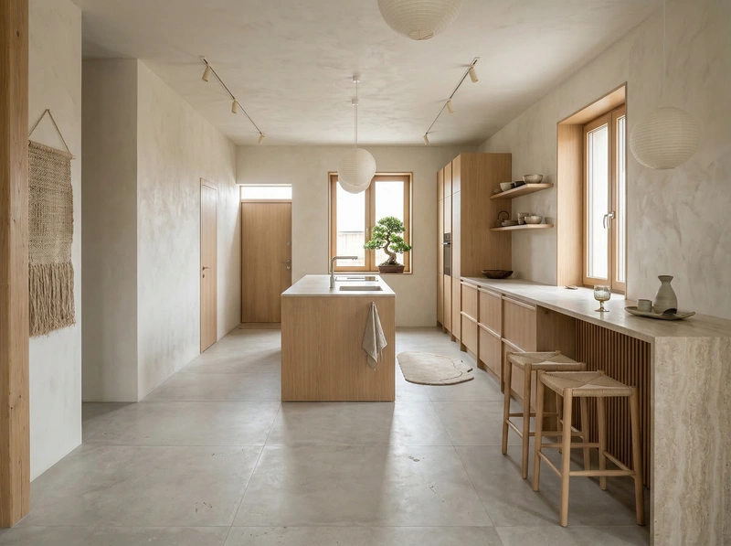 Дизайн кухни в стиле Japandi — фото интерьера от нейросети RoomGPT